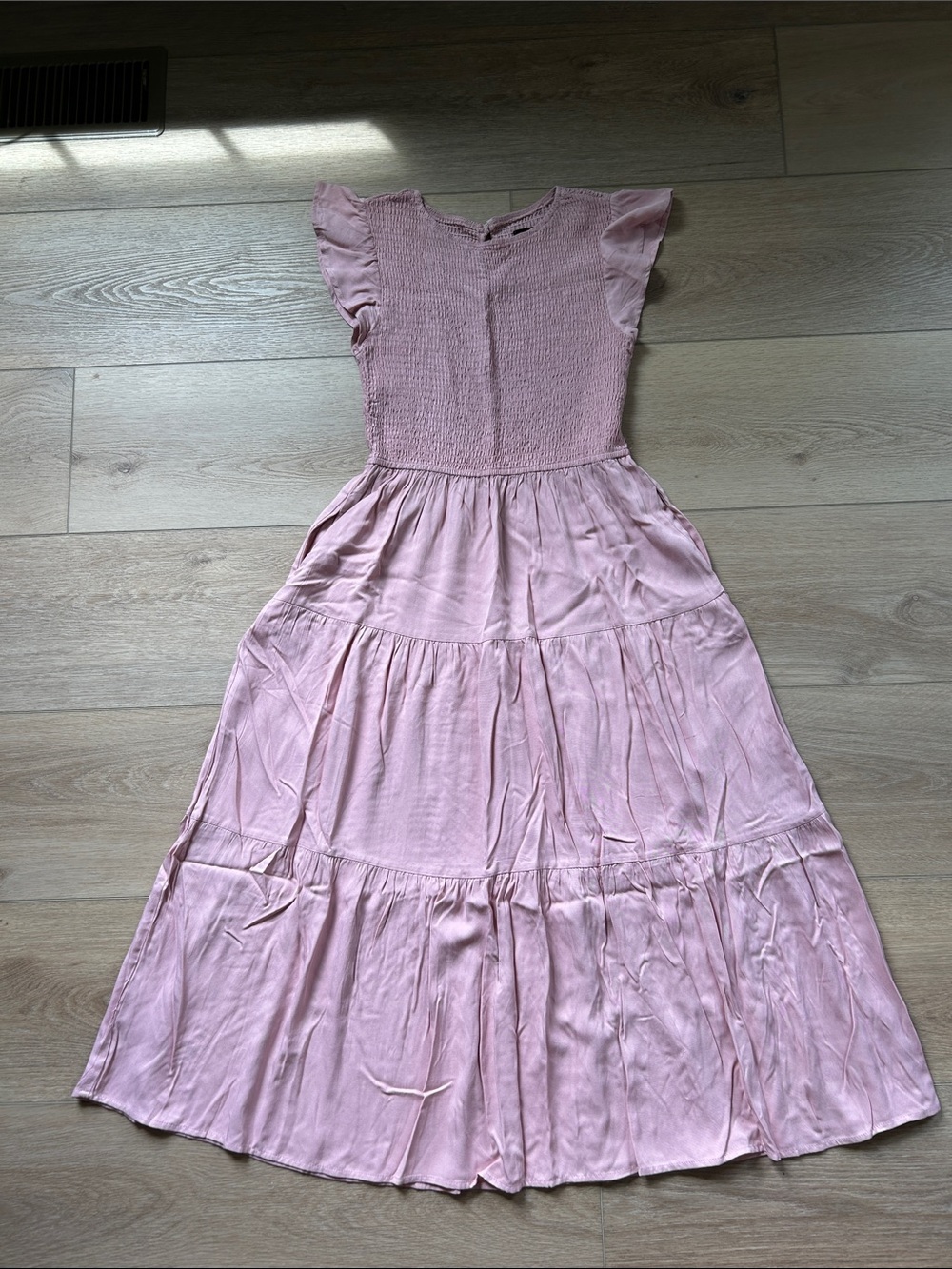 Light Pink Maxi Dress with Smocked Bodice